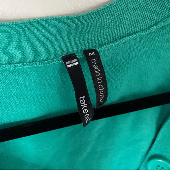 take out | Green Button-Up Women's Sweater | Size Medium - Picture 6 of 7